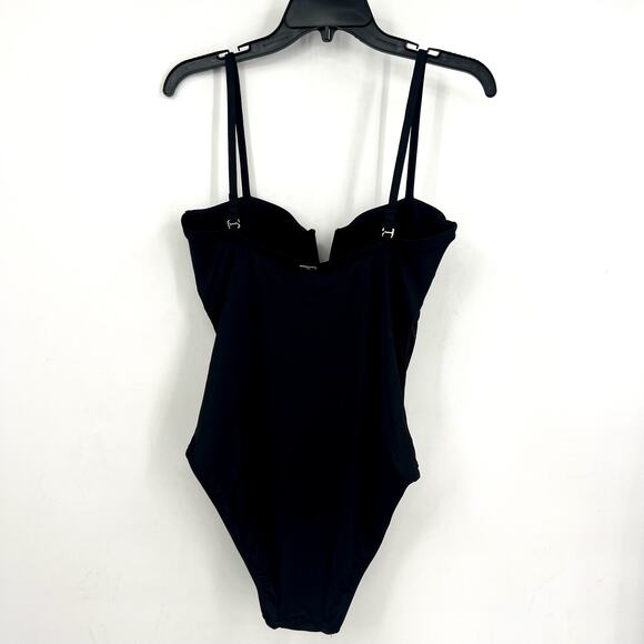LAUREN RALPH LAUREN Solids V Wire One Piece Swimsuit Size 14 Black NWT - Picture 8 of 12